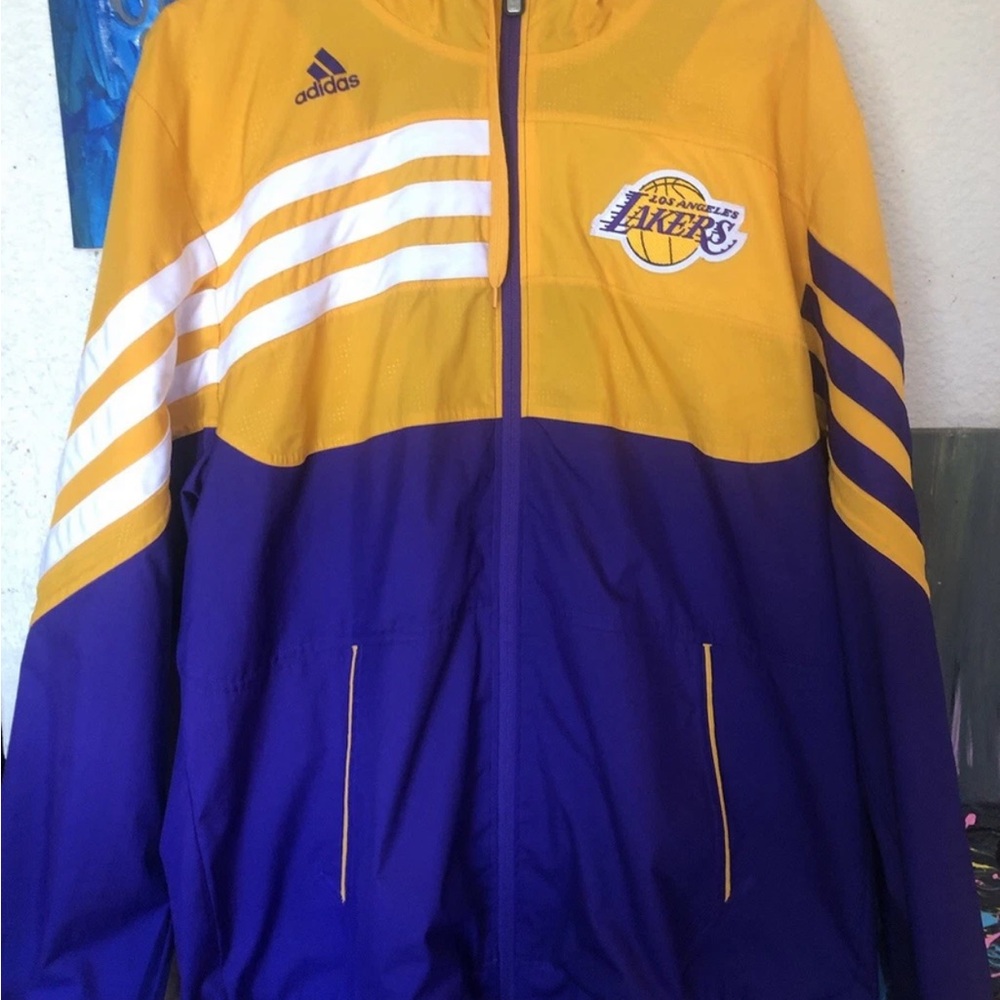 Adidas Yellow and Purple Lakers Jacket